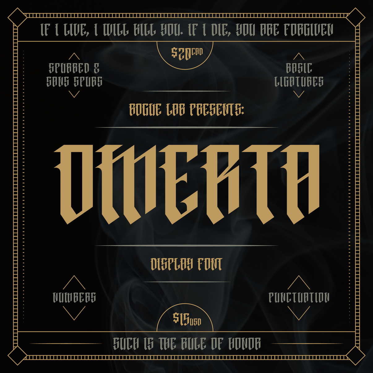 Omerta Display Font. $20CAD, $15USD