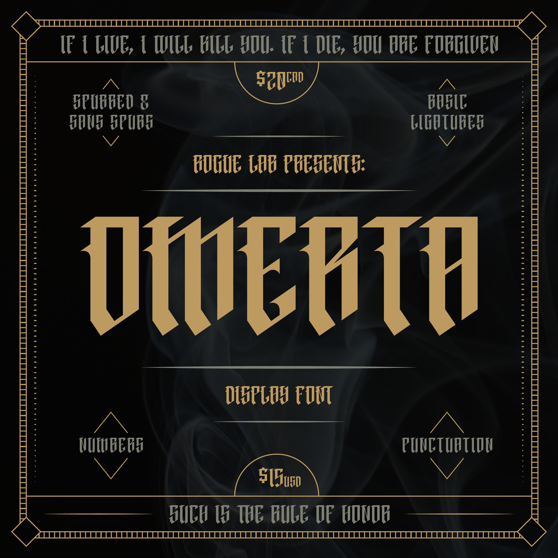 Omerta Display Font. $20CAD, $15USD